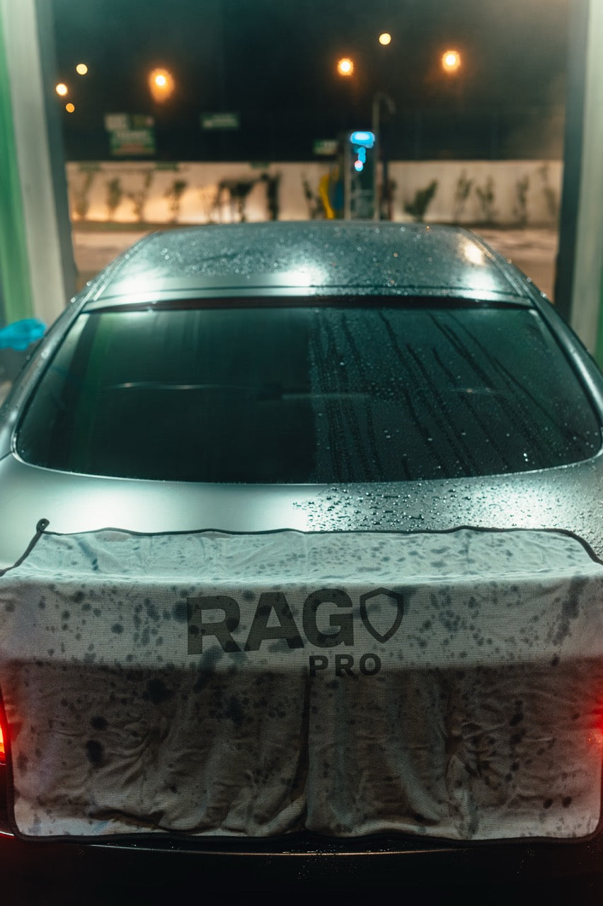 RAG PRO towel on a car in the wash bay